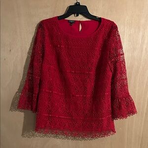 NWT Talbots Vibrant Red Lace Blouse